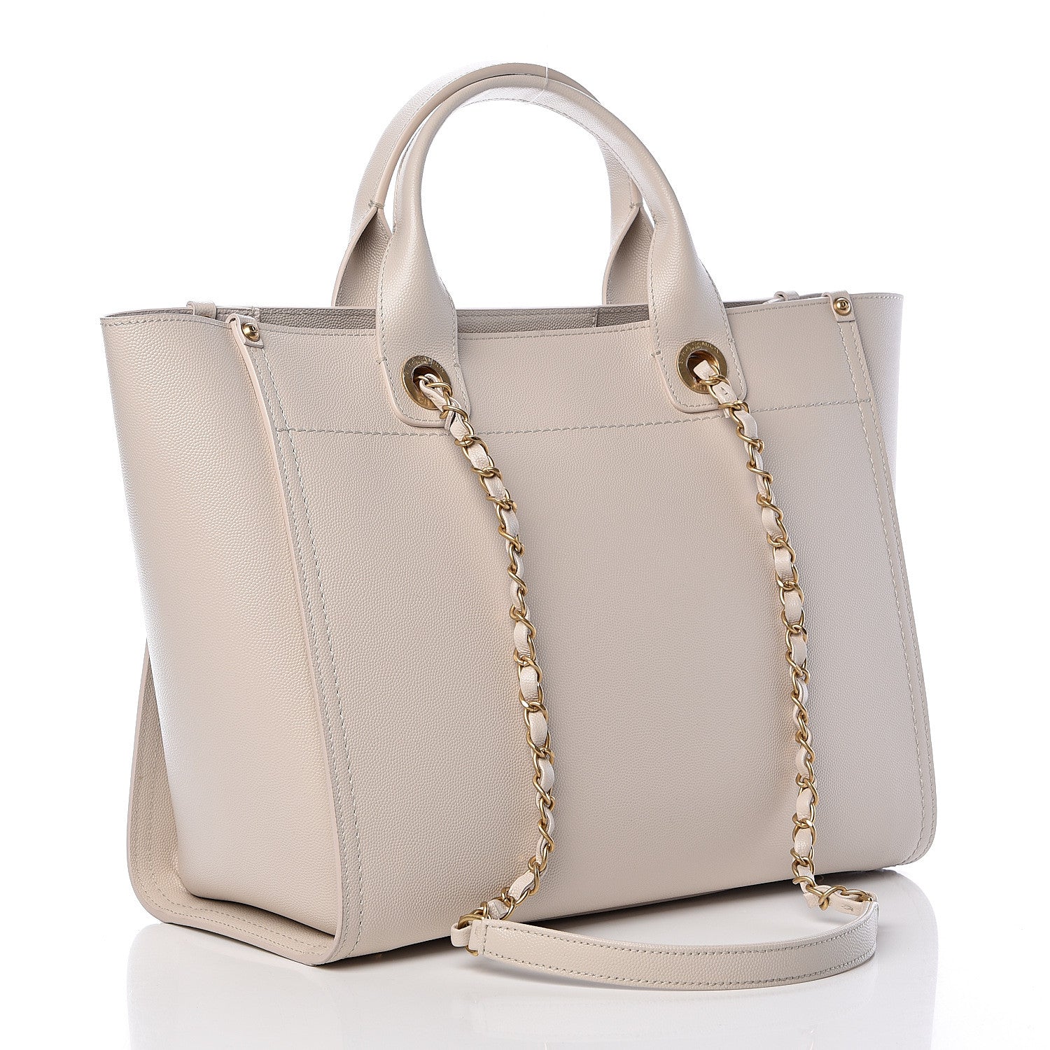 Chanel Caviar Small Studded Deauville Tote Ivory 4 of 13