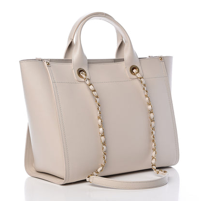 Chanel Caviar Small Studded Deauville Tote Ivory 4 of 13
