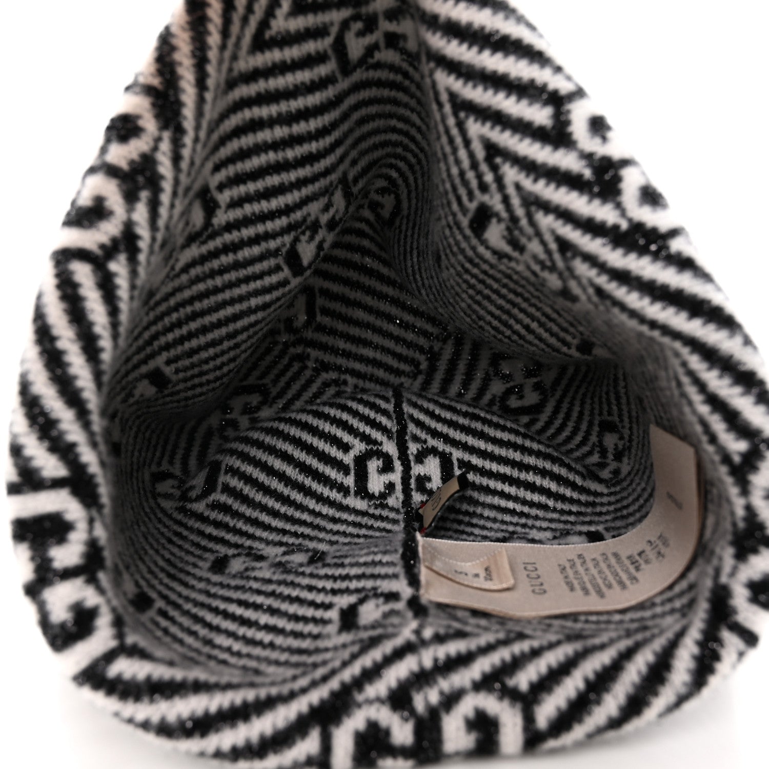 Gucci Wool GG Monogram Diagogy Beanie Hat S Black Ivory 4 of 5