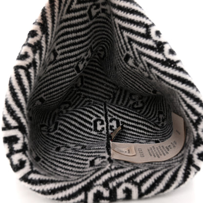 Gucci Wool GG Monogram Diagogy Beanie Hat S Black Ivory 4 of 5