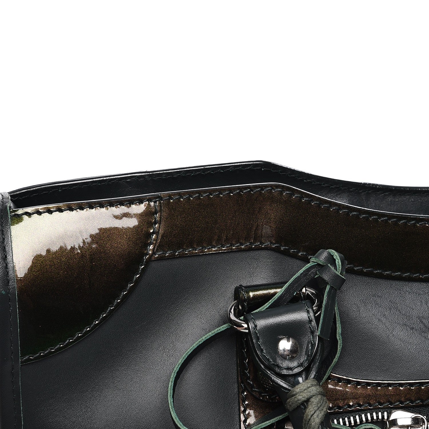 Balenciaga Smooth Calfskin Metallic Patent Giant 12 Silver Hardware City Vert Poker Fonce 11 of 13