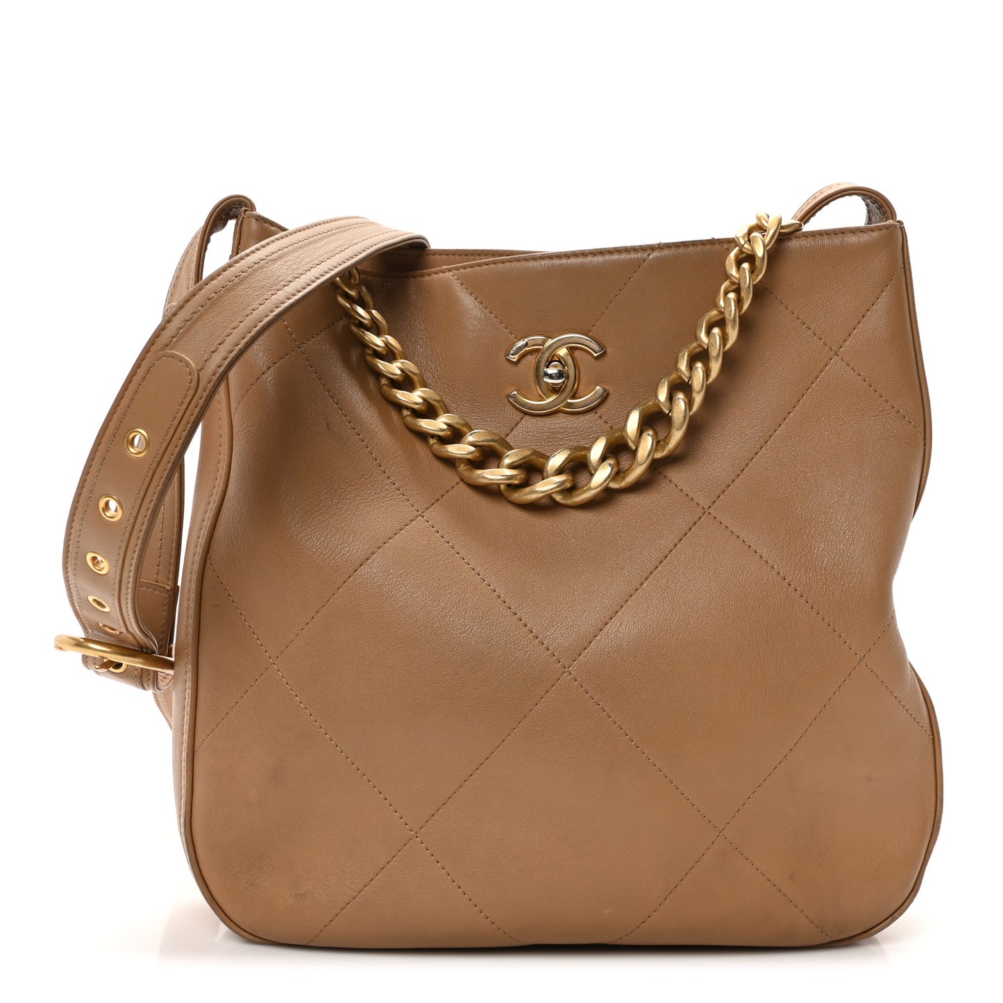 Calfskin Stitched Easy Mood Hobo Beige