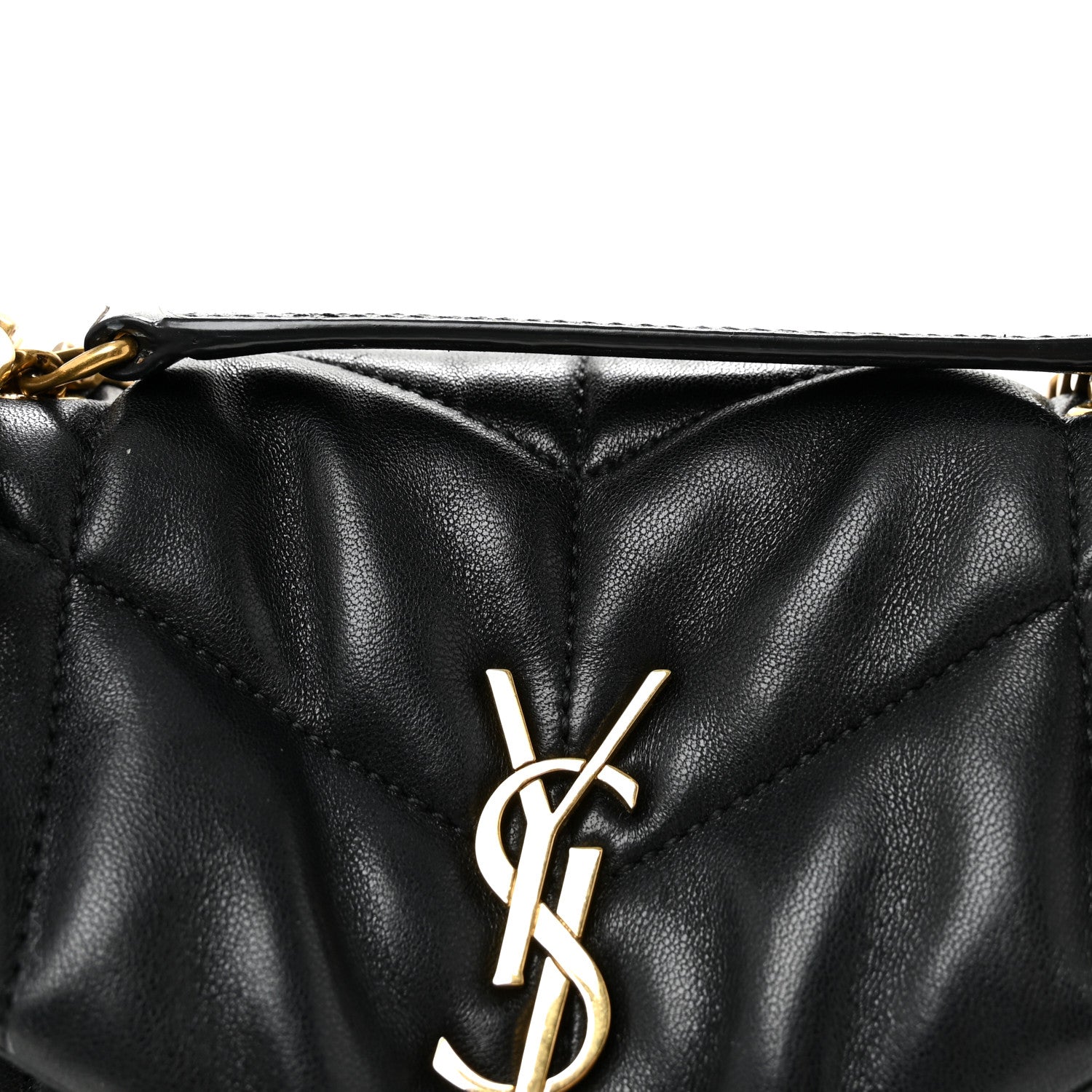 Saint Laurent Lambskin Quilted Toy Loulou Puffer Monogram Chain Satchel Black 7 of 9