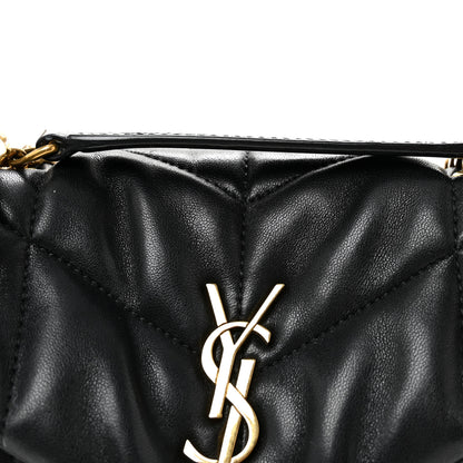 Saint Laurent Lambskin Quilted Toy Loulou Puffer Monogram Chain Satchel Black 7 of 9