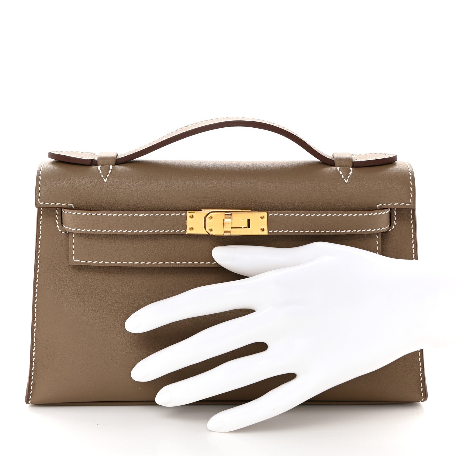 Hermes Swift Kelly Pochette Clutch Etoupe 2 of 10