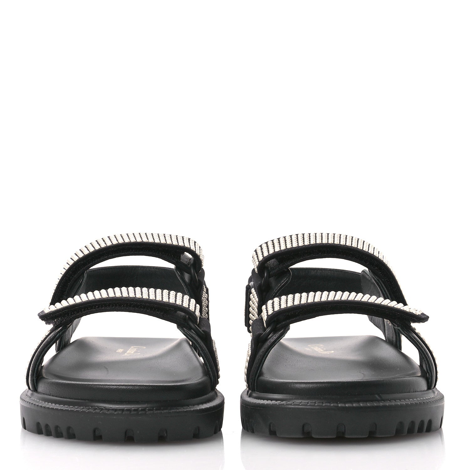 Christian Dior Lambskin Pearl Dioract 10mm Sandals 35 Black