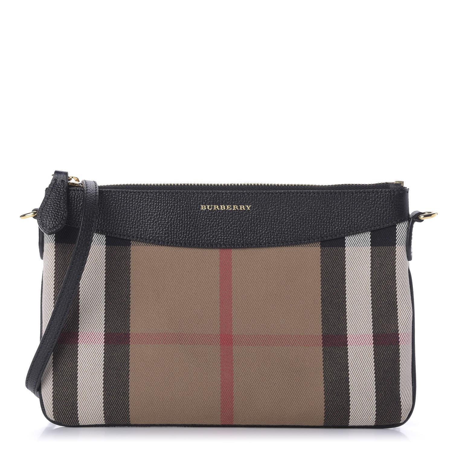 Burberry House Check Derby Peyton Crossbody Clutch Bag Black 1 of 8