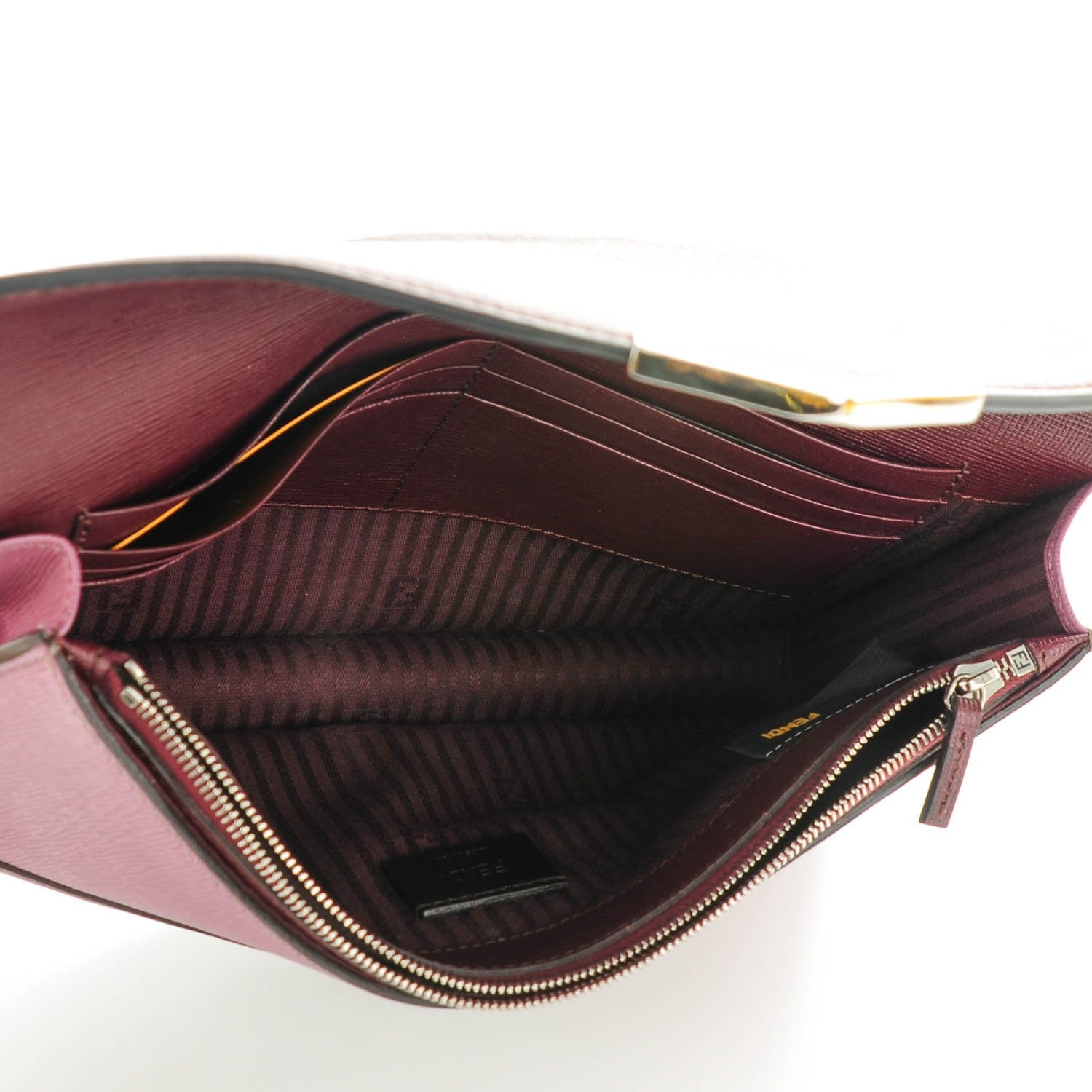 Fendi Calfskin Vitello Elite 2Jours Clutch Bordeaux 5 of 9