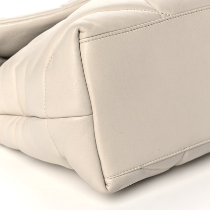 Saint Laurent Lambskin Quilted Medium Loulou Puffer Monogram Chain Satchel Crema Soft 9 of 11