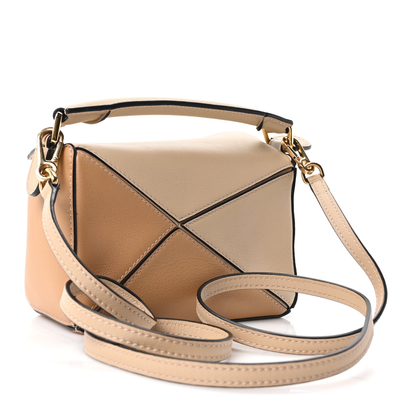 Calfskin Mini Puzzle Bag  Dusty Beige Soft White