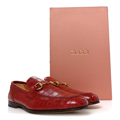 Gucci Alligator Mens Jordaan Loafers 10 Cherry Red 9 of 9
