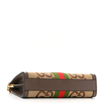 Gucci Monogram Jumbo GG Textured Dollar Calfskin Web Small Ophidia Chain Shoulder Bag Camel Ebony New Acero 4 of 11