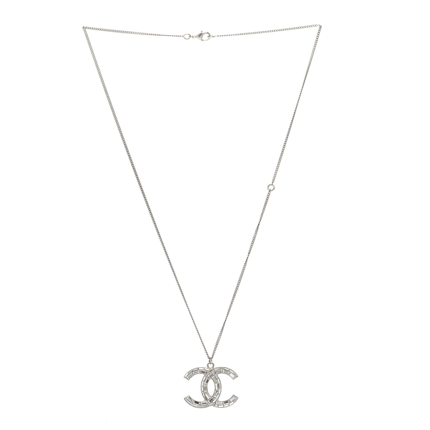 Baguette Crystal CC Necklace Silver