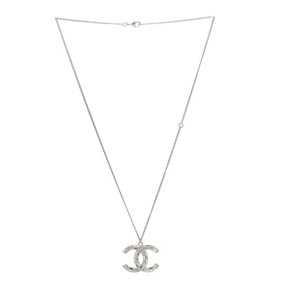 Chanel Baguette Crystal CC Necklace Silver 3 of 5
