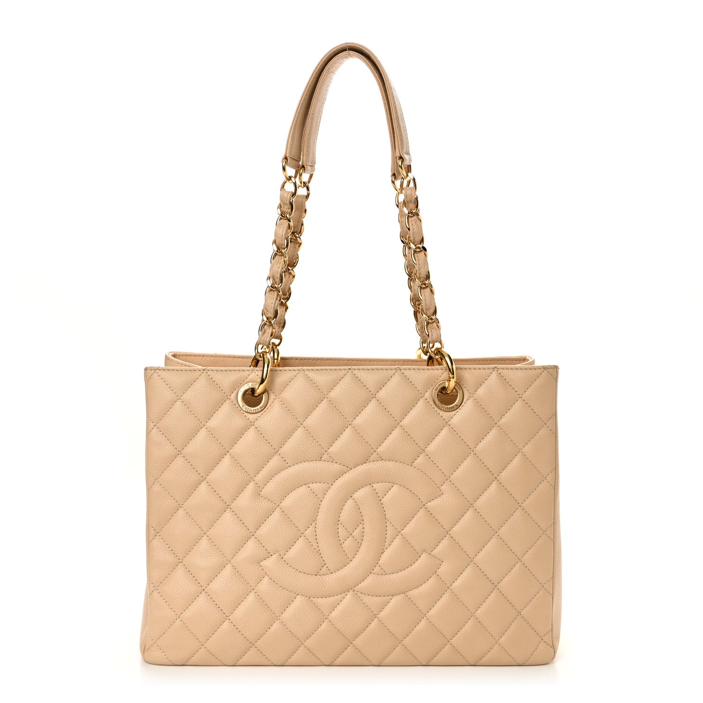 Caviar Quilted Grand Shopping Tote GST Beige