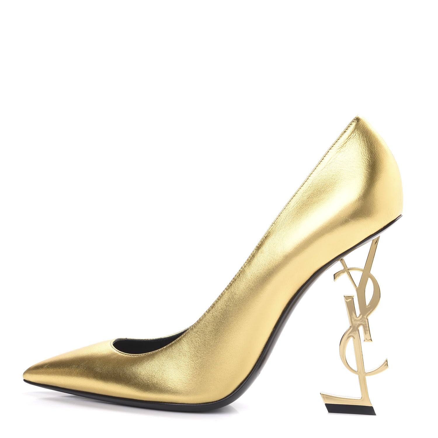 Saint Laurent Calfskin Opyum 100 Pumps 41 Gold 1 of 10