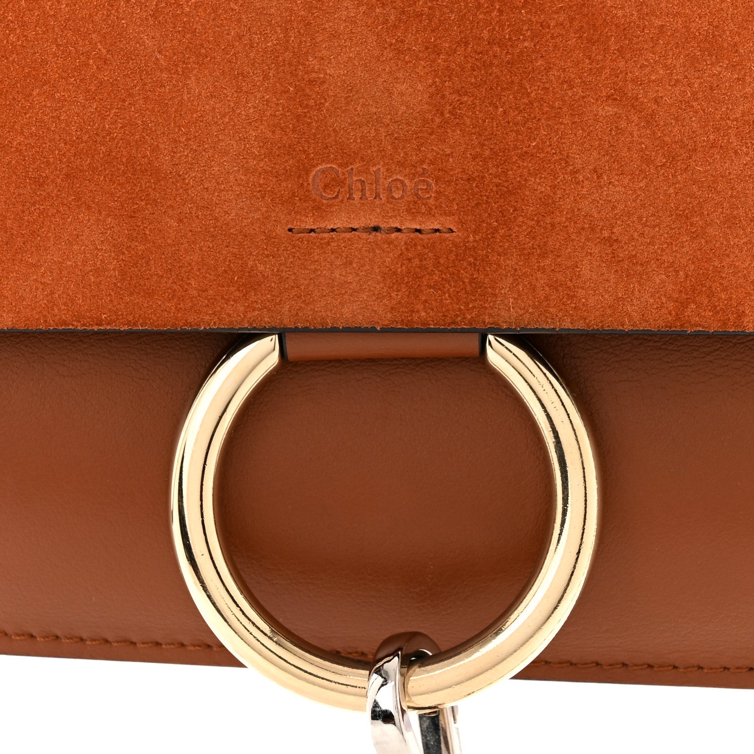 Chloe Suede Calfskin Small Faye Shoulder Bag Tobacco 8 of 10