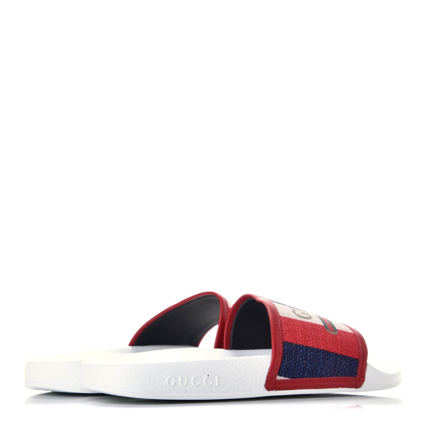 Canvas Sylvie Stripe Logo Pursuit Slide Sandals 40 Mystic White Hibiscus Red Maritime