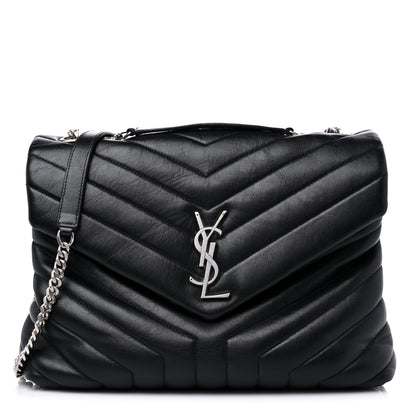 Saint Laurent Calfskin Y Quilted Monogram Medium Loulou Chain Satchel Black 1 of 19