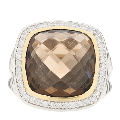 David Yurman Sterling Silver 18K Yellow Gold Diamond Smoky Quartz 14mm Albion Ring 51 5.75 1 of 5