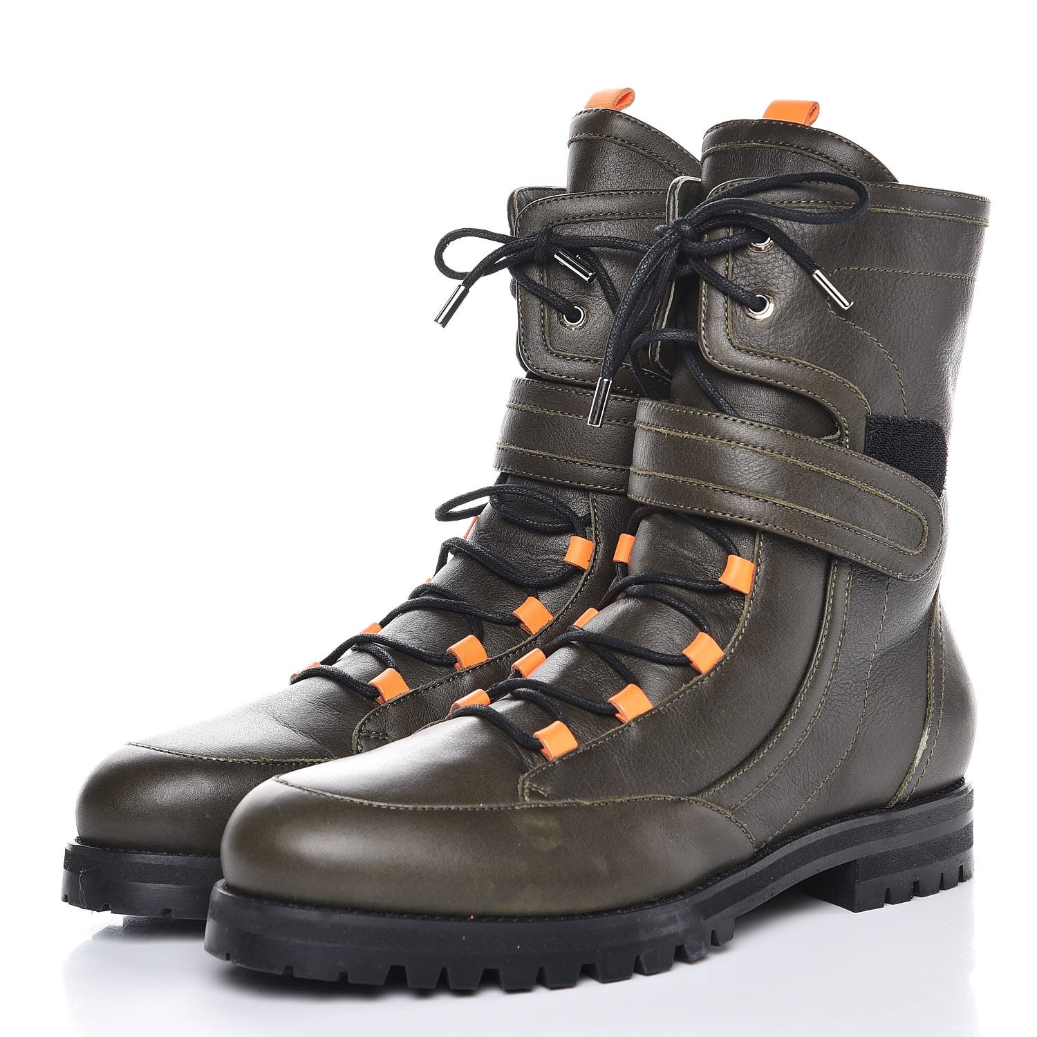 Jimmy Choo Smooth Calfskin Decker Flat Boots 41 Army Green 3 of 12