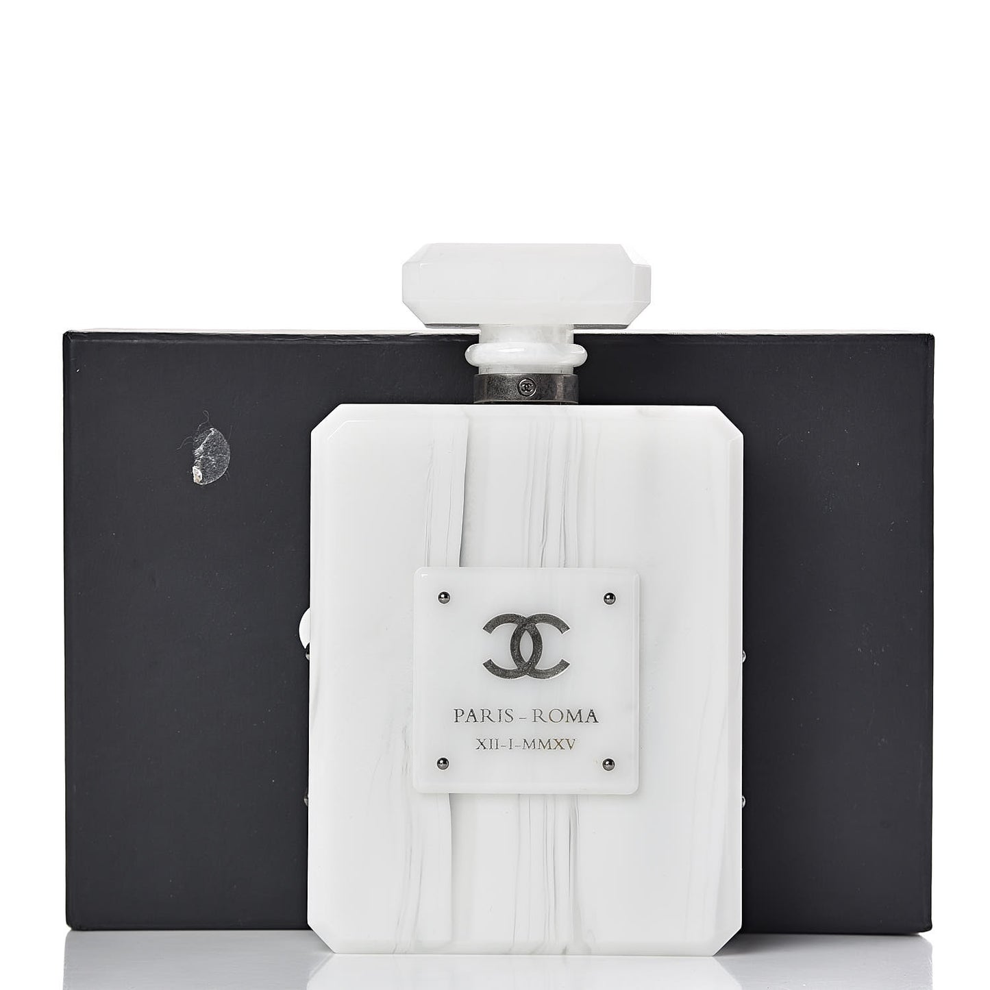 Marbled Plexiglass Buonasera Perfume Bottle Clutch White