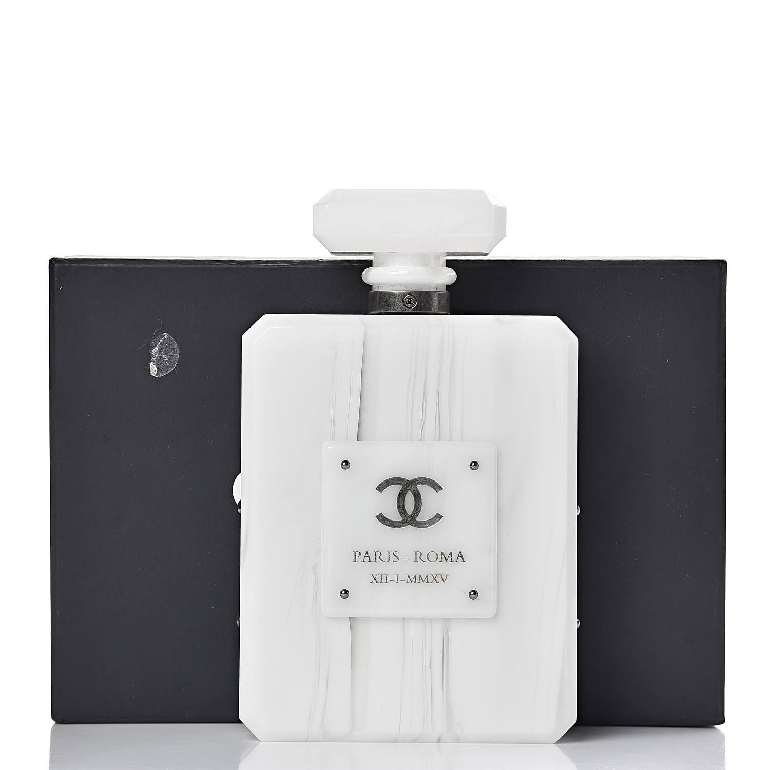 Chanel Marbled Plexiglass Buonasera Perfume Bottle Clutch White 10 of 10