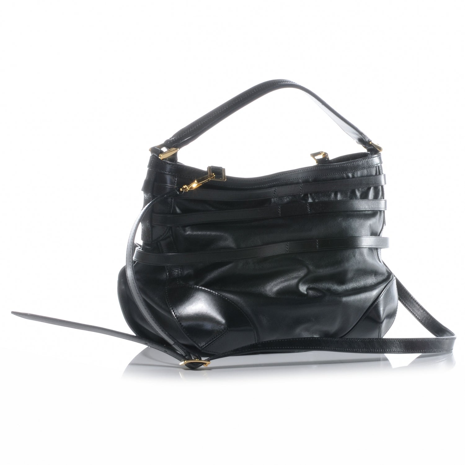 Burberry Lambskin Bridle Calfskin Small Dutton Hobo Black 3 of 9