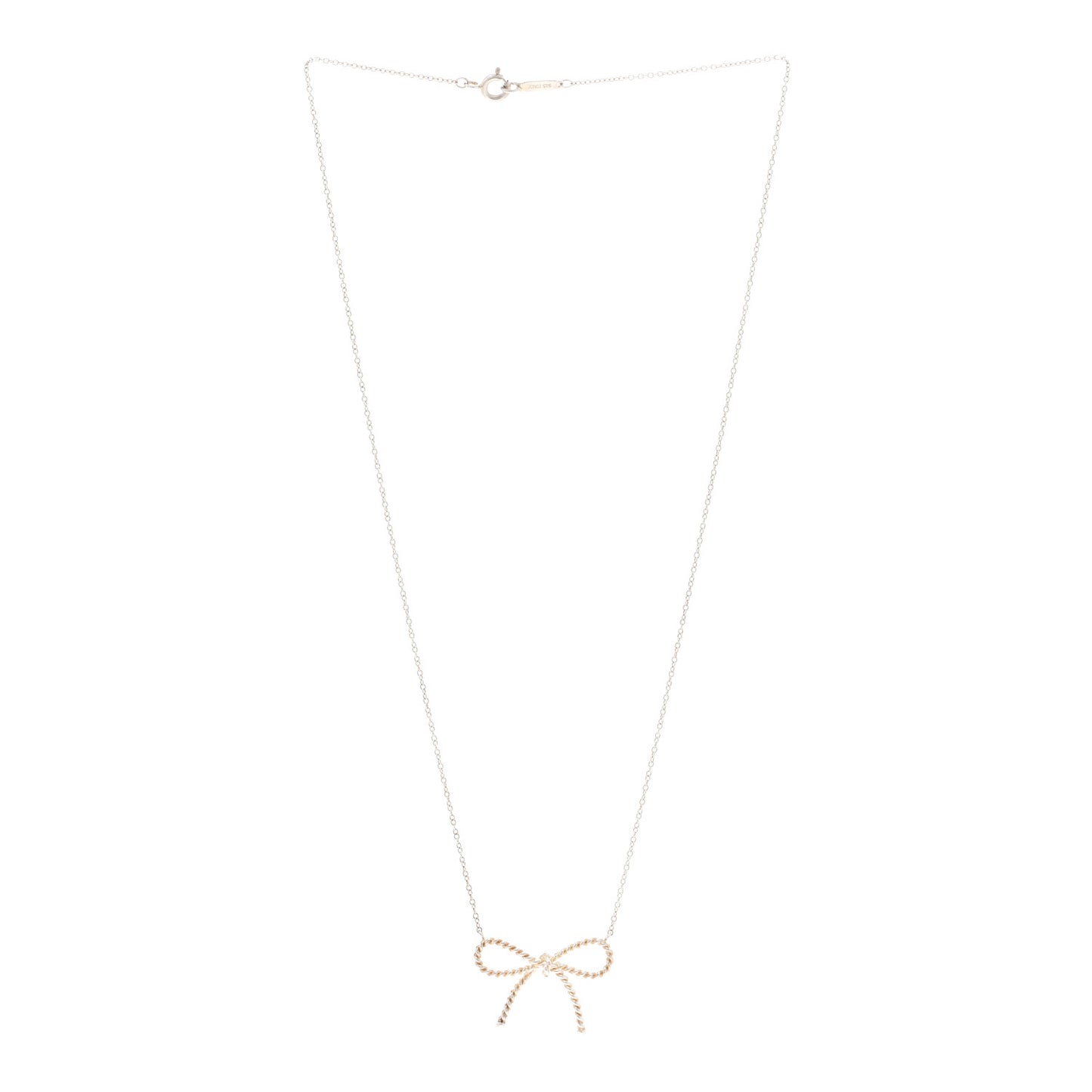 Sterling Silver Twist Bow Pendant Necklace