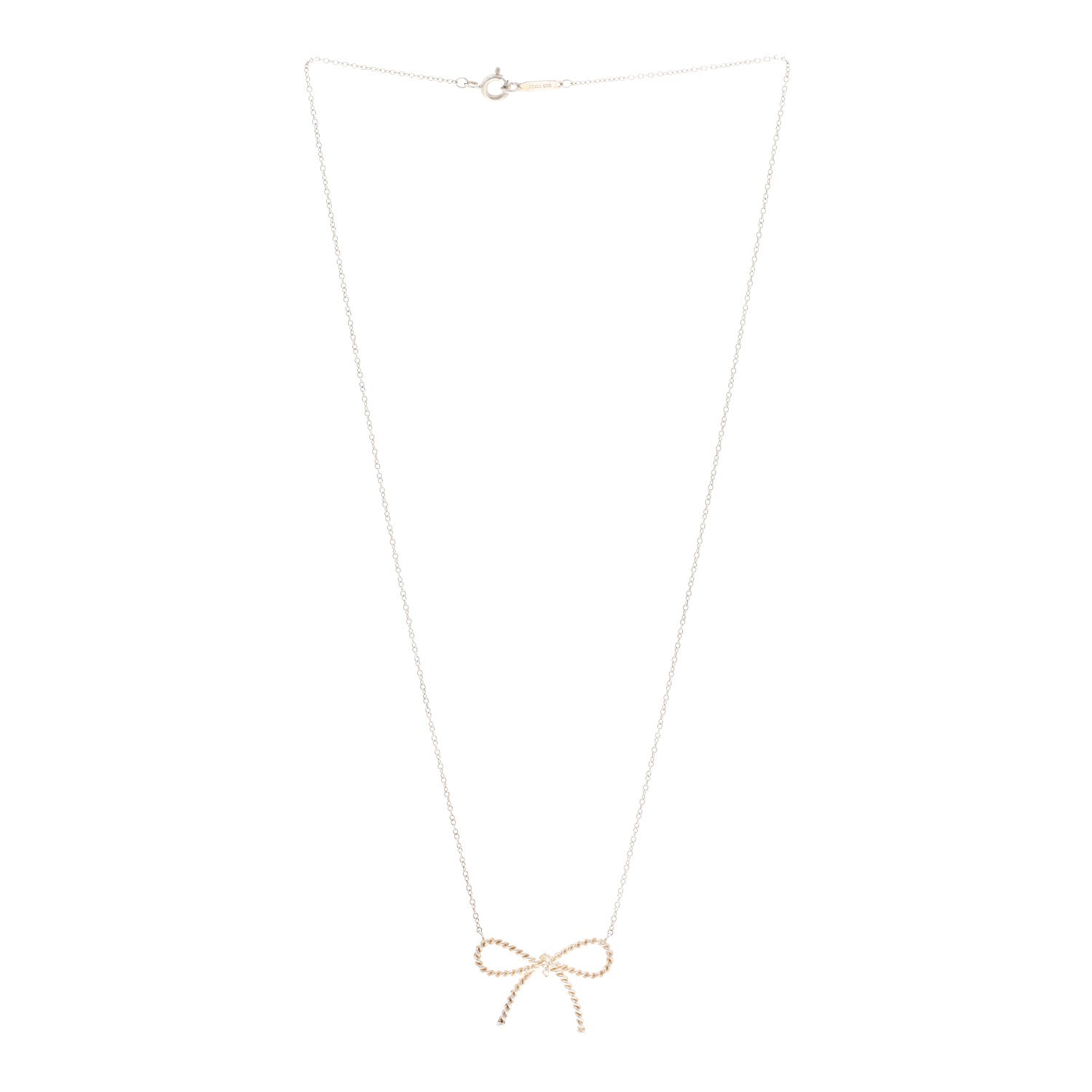 Tiffany Sterling Silver Twist Bow Pendant Necklace 3 of 4