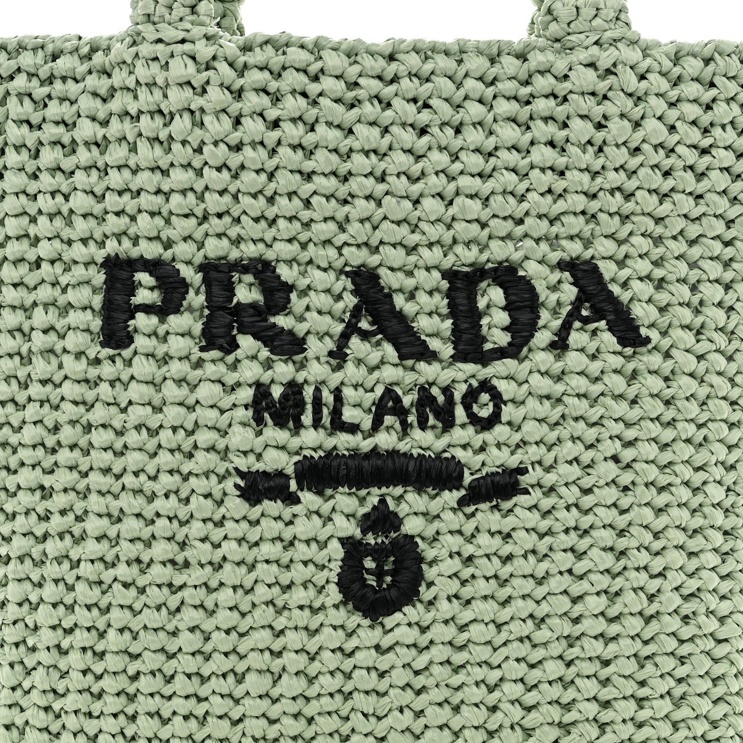 Yarn Raffia Effect Crochet Small Logo Tote Acqua