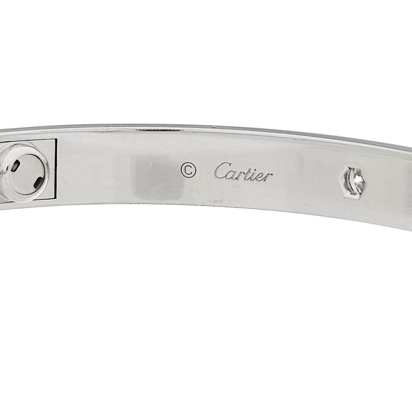 Cartier 18K White Gold 4 Diamond LOVE Bracelet 17 3 of 9