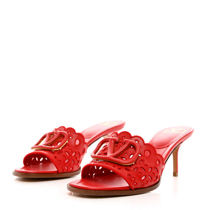 Valentino Garavani Calfskin Atelier 08 San Gallo VLogo Laser Cut 65mm Slide Sandals 39 Red 3 of 11