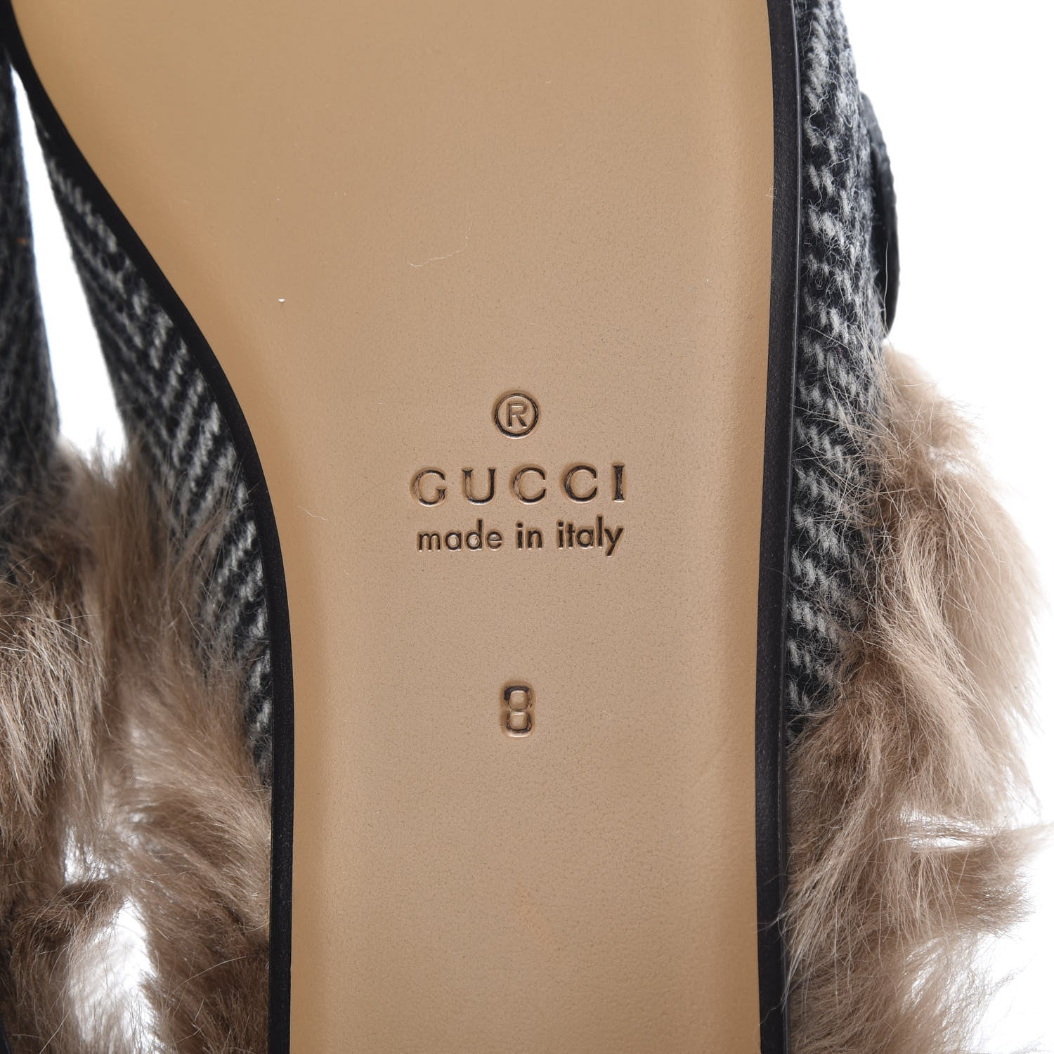 Gucci Herringbone Fur Web GG Mens Princetown Slippers 8 Black White 6 of 8
