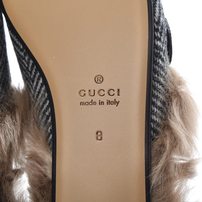 Gucci Herringbone Fur Web GG Mens Princetown Slippers 8 Black White 6 of 8