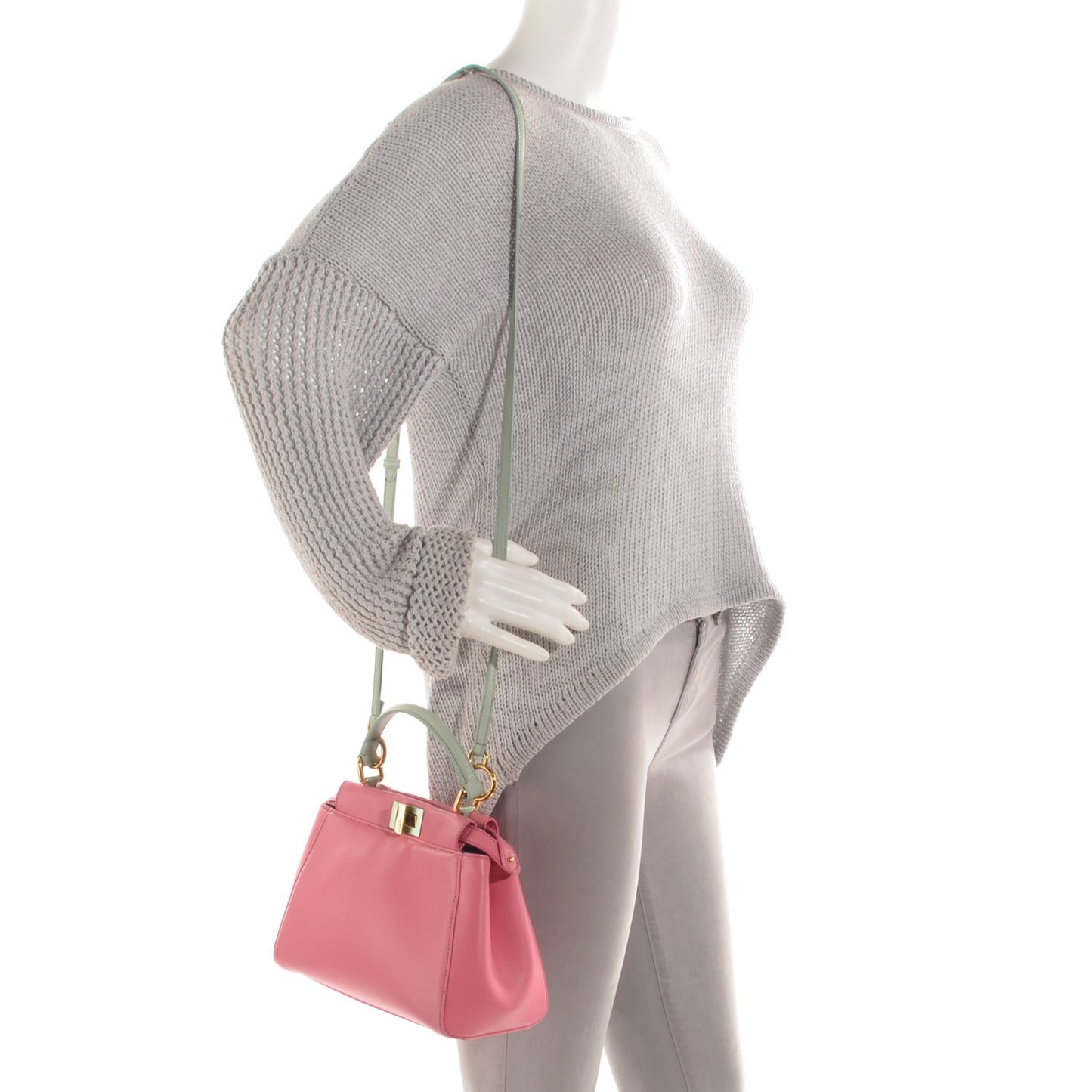 Nappa Colorblock Mini Peekaboo Iconic Satchel Rosa Fluo Oxigen Slate