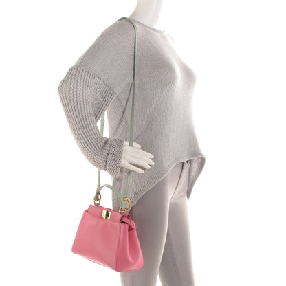 Fendi Nappa Colorblock Mini Peekaboo Iconic Satchel Rosa Fluo Oxigen Slate 2 of 8