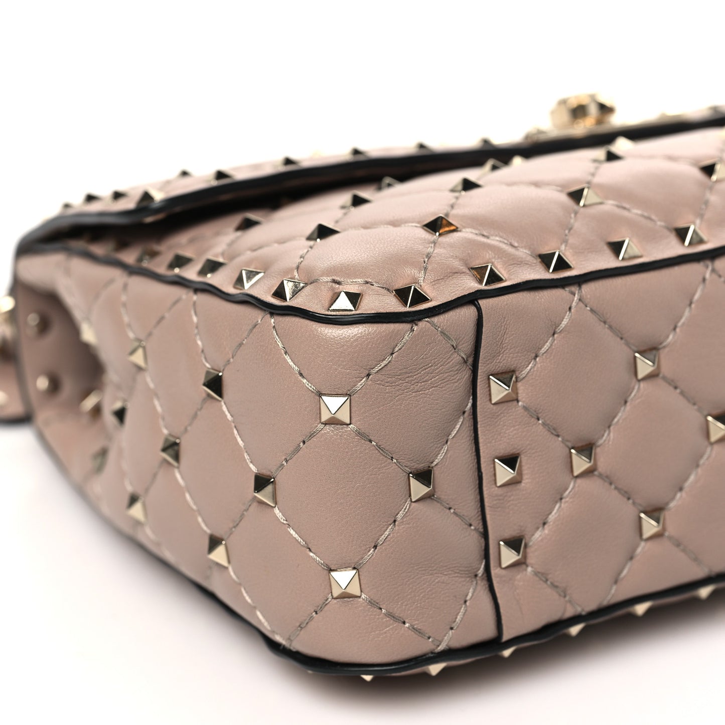 Lambskin Medium Rockstud Spike Shoulder Bag Poudre