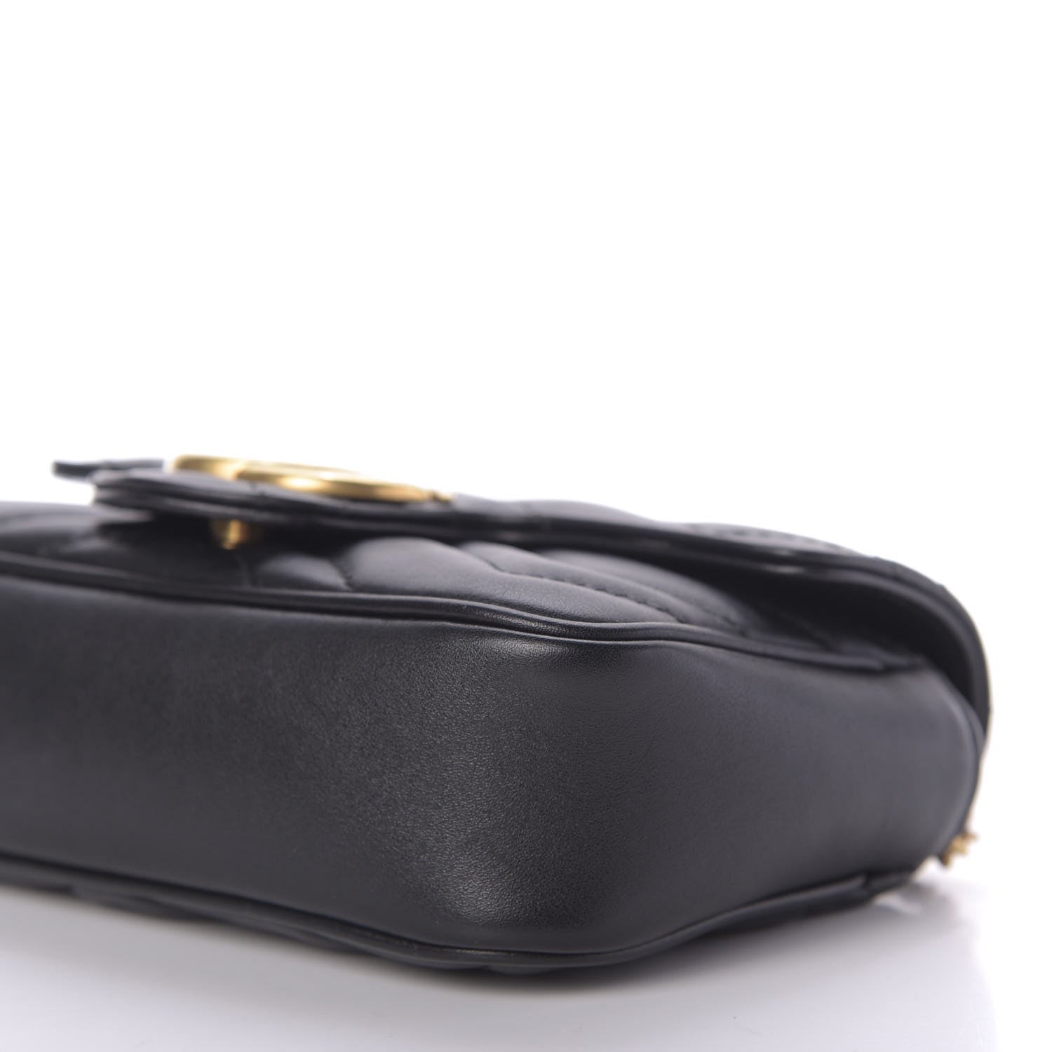Gucci Calfskin Matelasse Super Mini GG Marmont Shoulder Bag Black 7 of 10