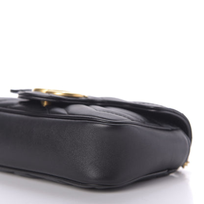 Gucci Calfskin Matelasse Super Mini GG Marmont Shoulder Bag Black 7 of 10