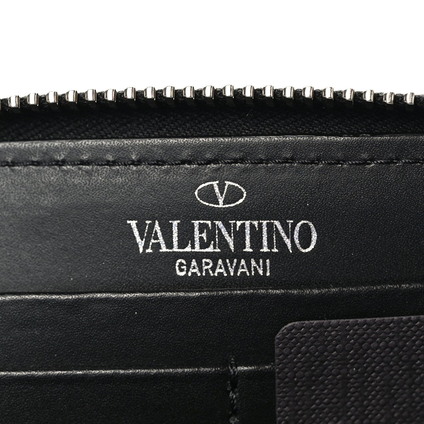 Calfskin VLTN Zip Around Wallet Black