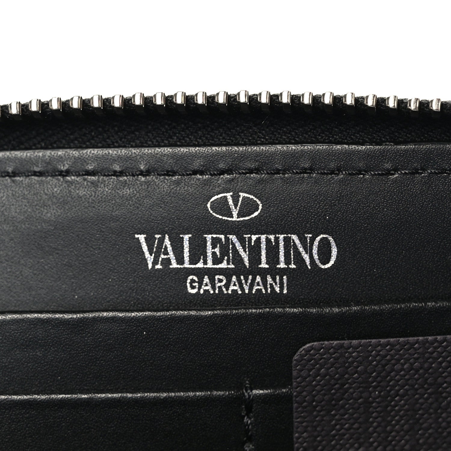 Valentino Garavani Calfskin VLTN Zip Around Wallet Black 8 of 9