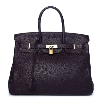 Hermes Taurillon Clemence Birkin 35 Raisin 1 of 12