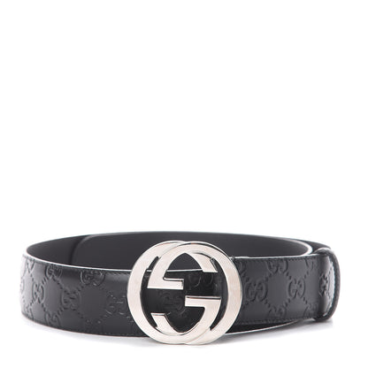 Gucci Guccissima Signature Interlocking G 40mm Belt 90 36 Black 1 of 4