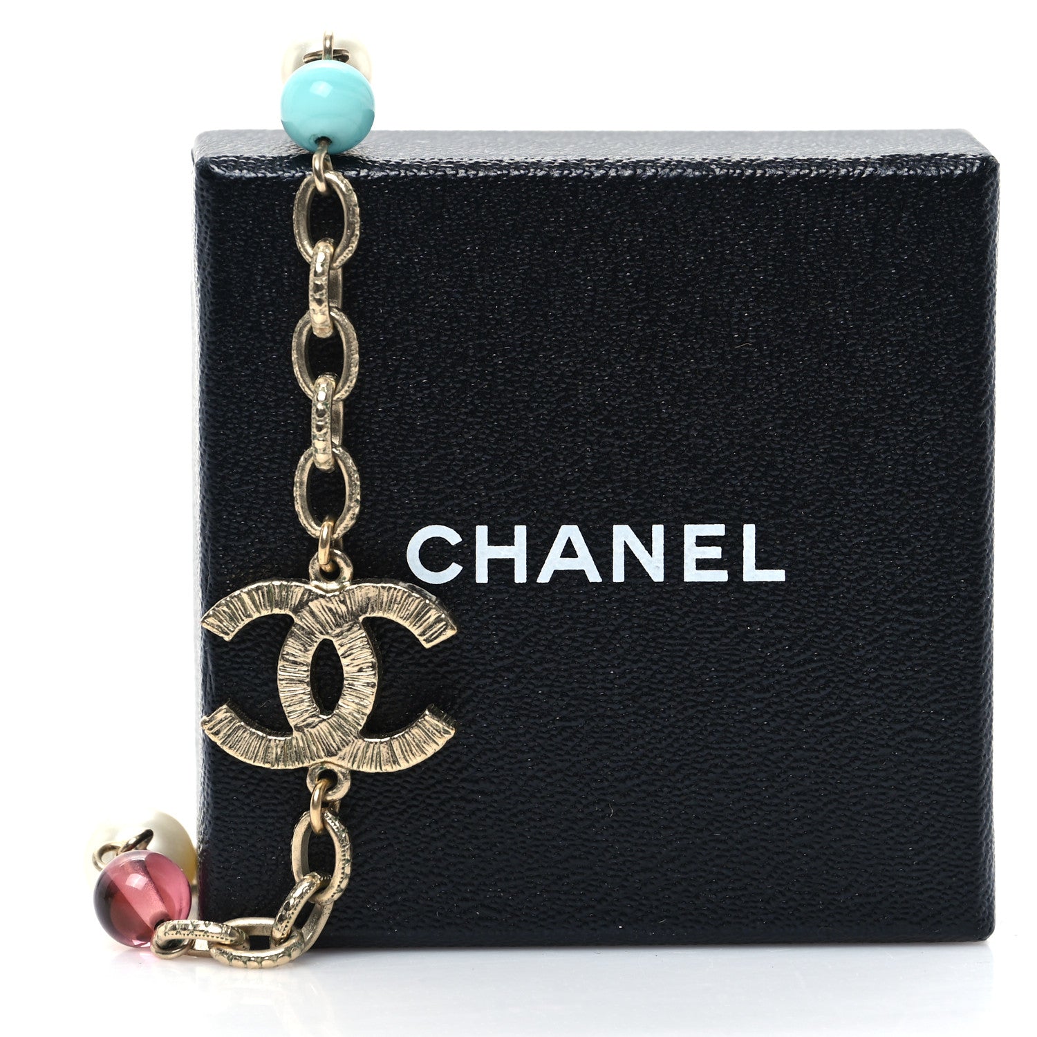 Chanel Pearl Beaded CC Long Necklace Gold Multicolor 5 of 5