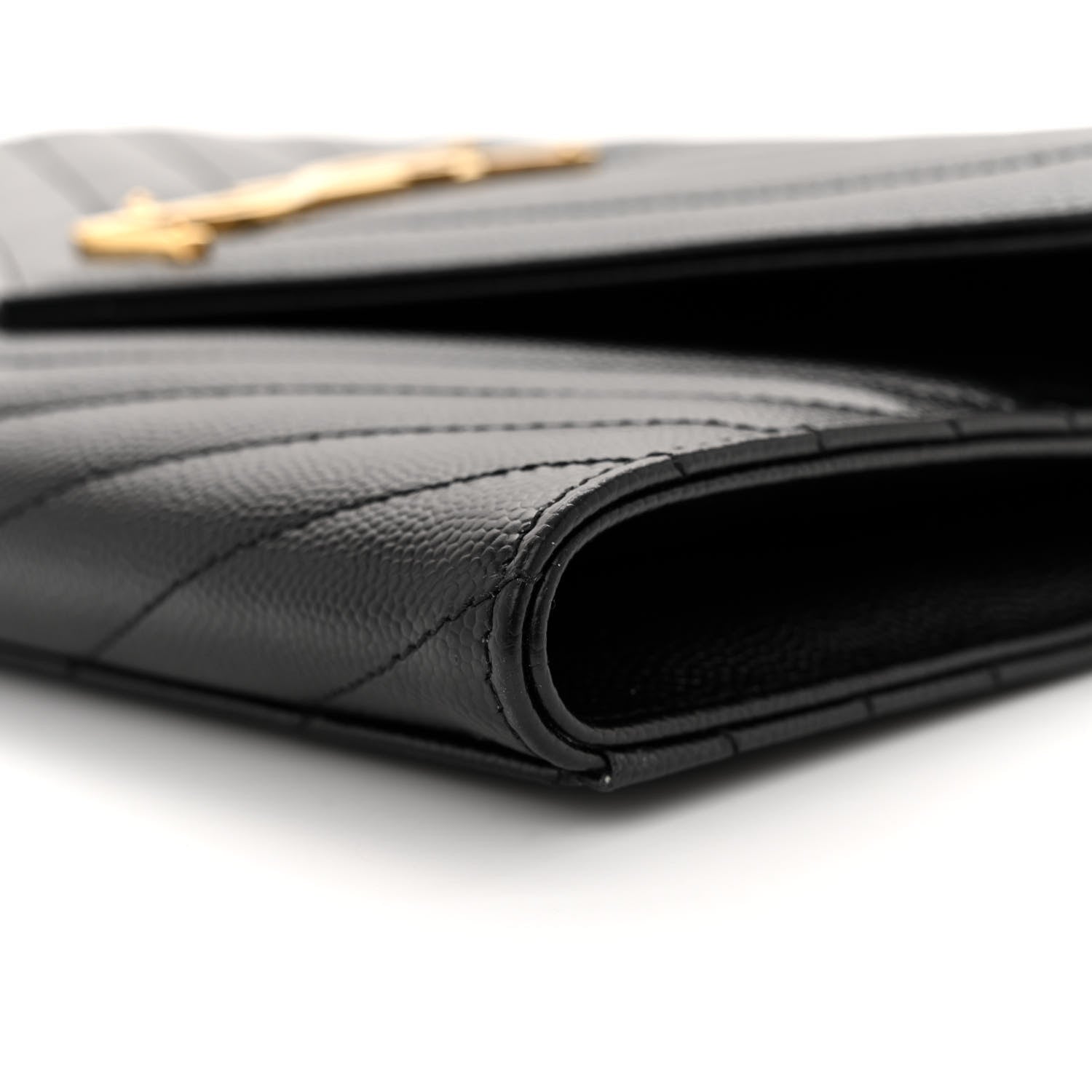 Saint Laurent Grain De Poudre Matelasse Chevron Monogram Envelope Clutch Black 10 of 11