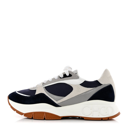 Jimmy Choo Calfskin Neoprene Mens Raine Sneakers 43 Navy Grey White 1 of 12
