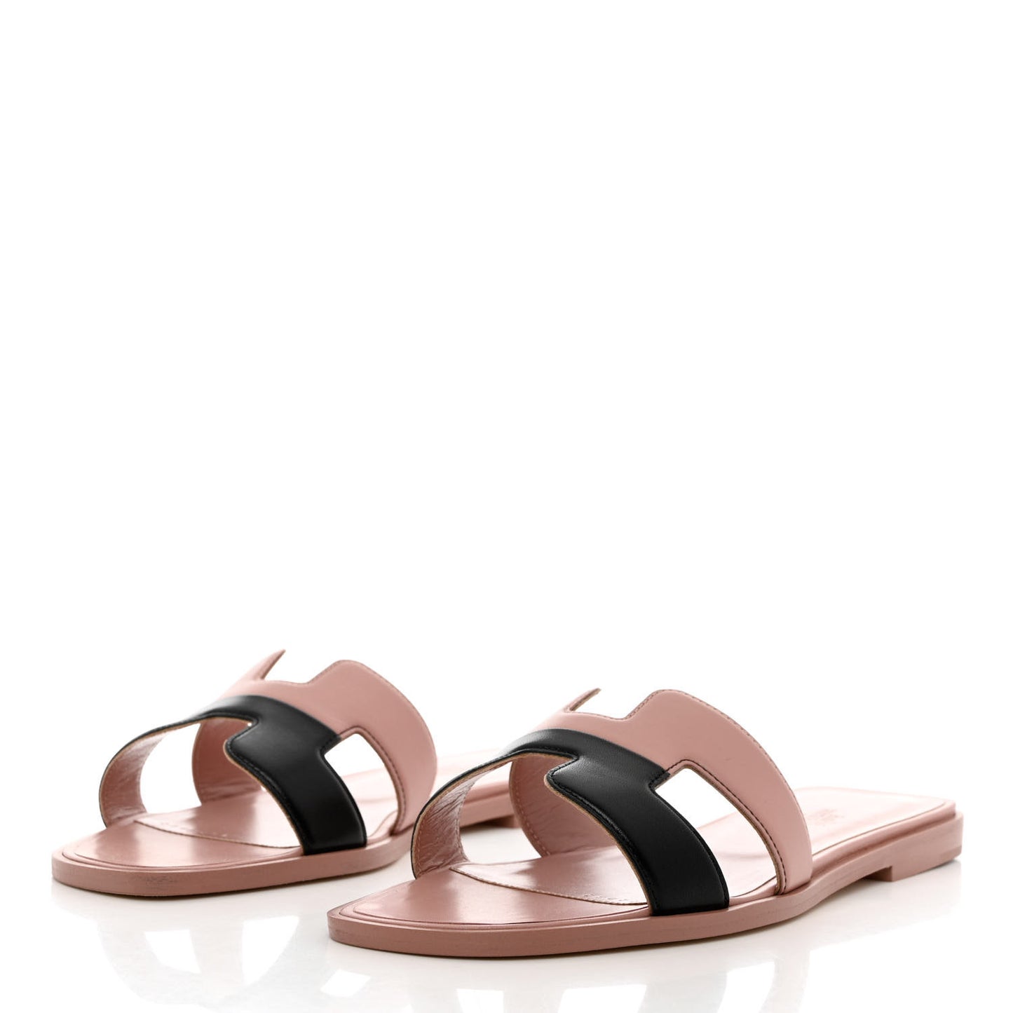 Box Calfskin Oran Sandals 37.5 Black Vieux Rose