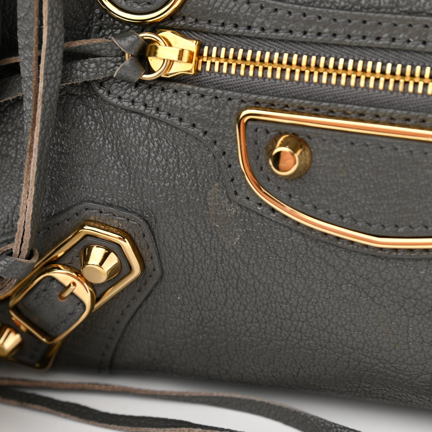 Balenciaga Chevre Gold Metallic Edge Hardware Mini City Gris Acier 9 of 11