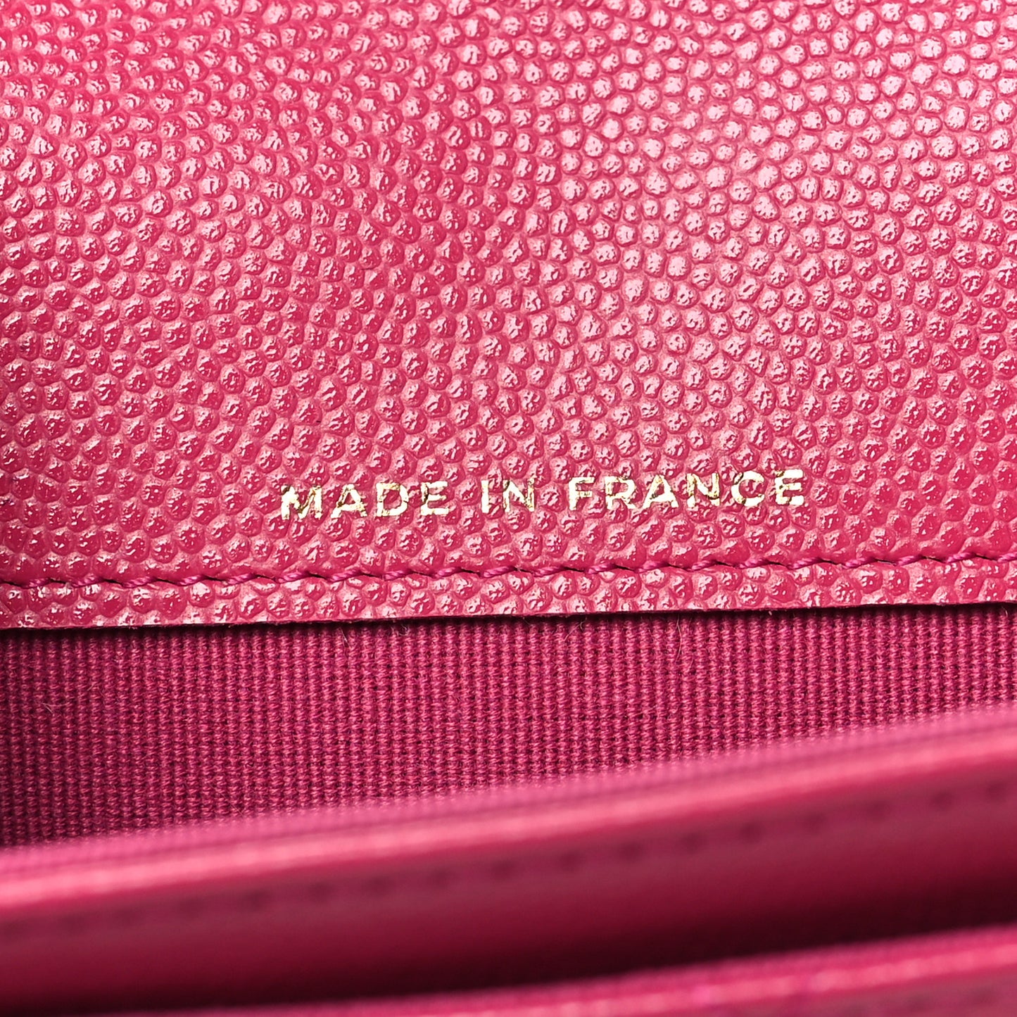 Caviar Quilted Flap Card Holder Wallet Fuchsia